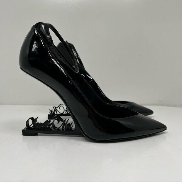SAINT LAURENT Patent Opyum Appelle Moi Ankle Strap Pump 40 Black - Picture 2 of 13